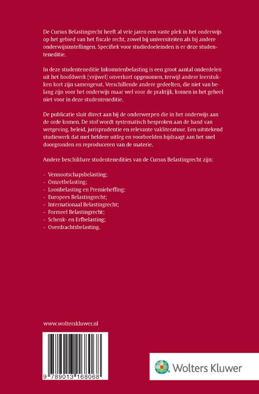 Achterkant van Studenteneditie Cursus Belastingrecht Inkomstenbelasting 2022-2023