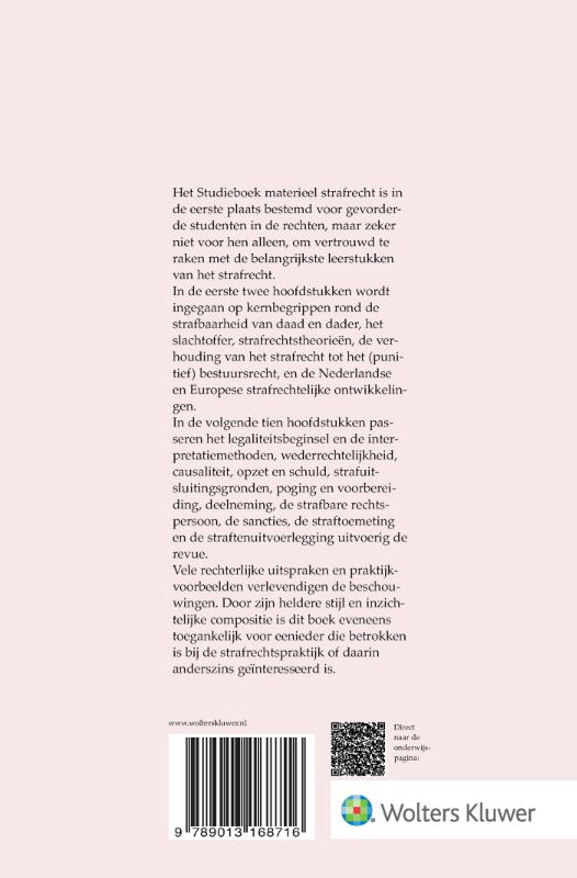 Achterkant van Studieboek materieel strafrecht