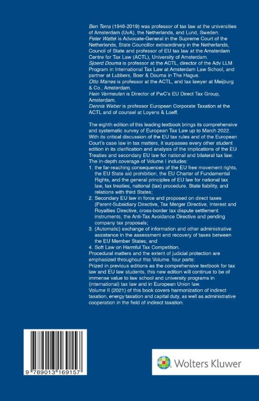 Achterkant van Volume 1 General Topics and Direct Taxation