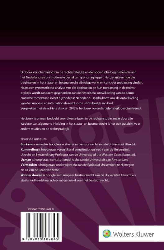 Achterkant van Beginselen van de democratische rechtsstaat