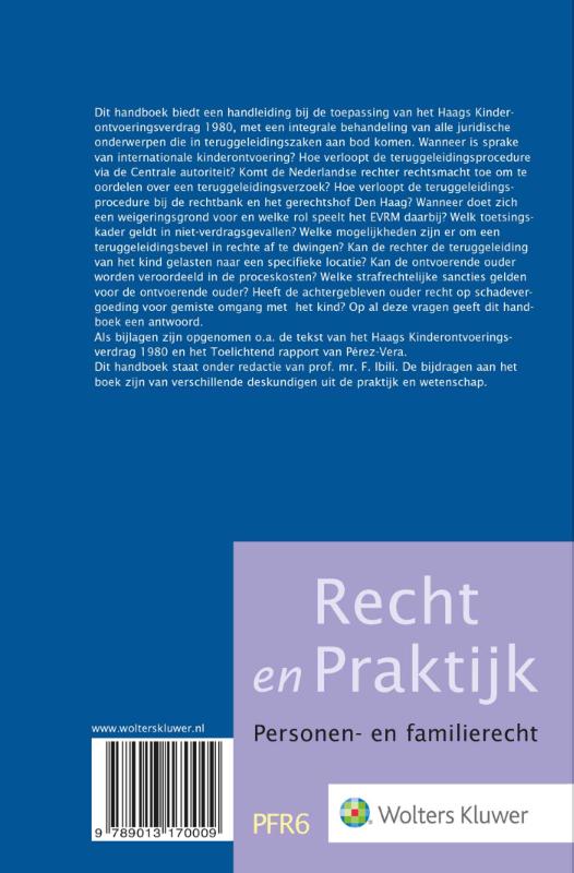Achterkant van Handboek internationale kinderontvoering