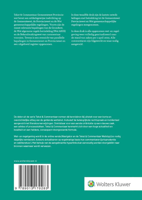 Achterkant van Gemeentewet Provinciewet