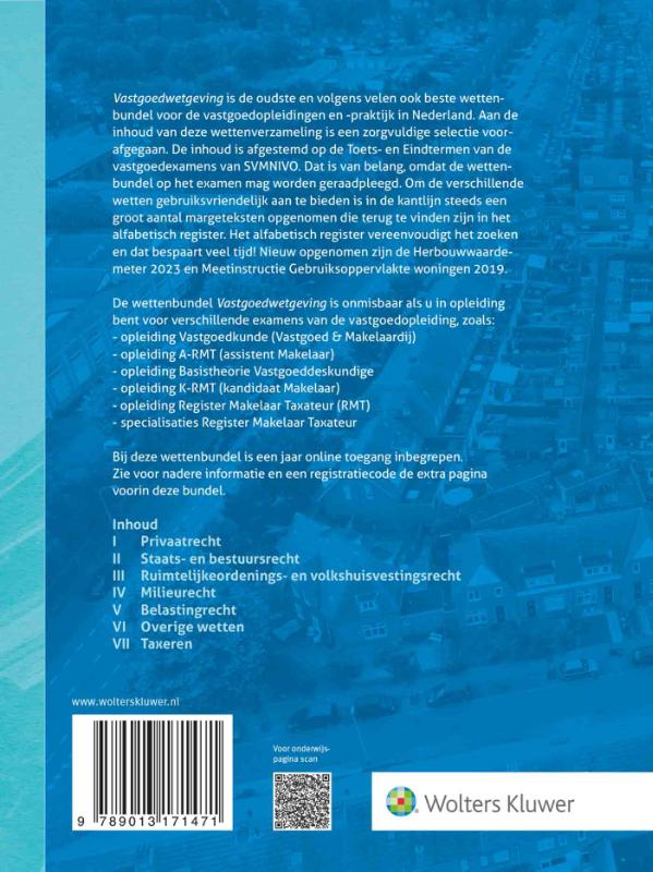 Achterkant van Vastgoedwetgeving 2023-2024