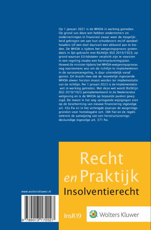Achterkant van De herijking van het faillissementsrecht