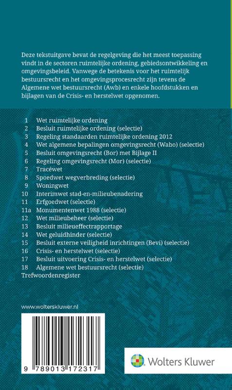Achterkant van Tekstuitgave Ruimtelijk bestuursrecht 2023/2