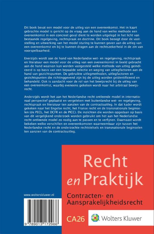 Achterkant van Methoden van contractsuitleg