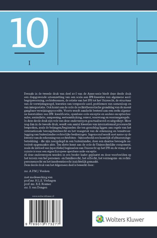 Achterkant van Asser 10-I Algemeen deel IPR