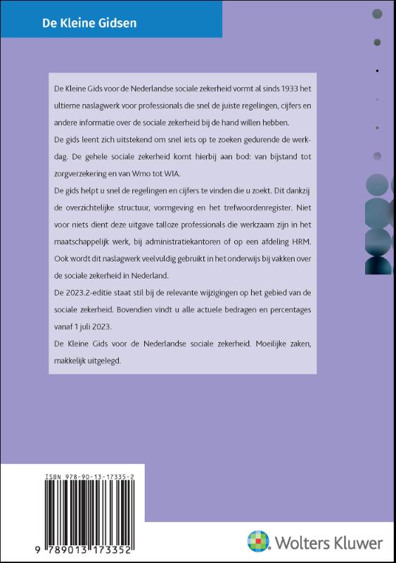 Achterkant van De Kleine Gids voor de Nederlandse sociale zekerheid 2023.2