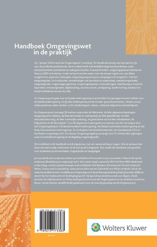 Achterkant van Handboek Omgevingswet in de praktijk