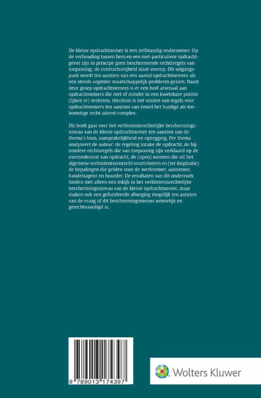 Achterkant van De verbintenisrechtelijke bescherming van de kleine opdrachtnemer