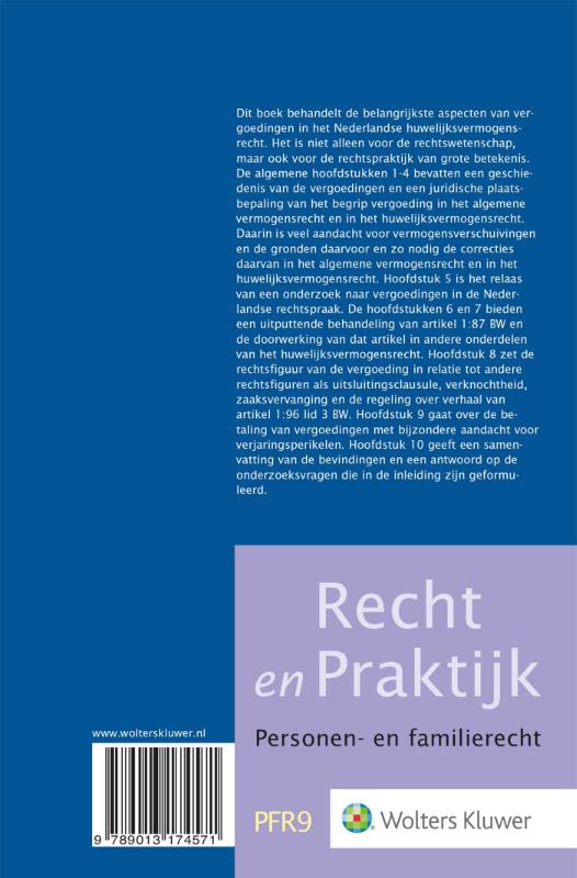 Achterkant van Vergoedingen in het Nederlandse huwelijksvermogensrecht