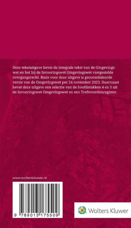 Achterkant van Tekstuitgave Omgevingswet