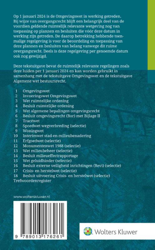 Achterkant van Tekstuitgave Ruimtelijk bestuursrecht 2024/1