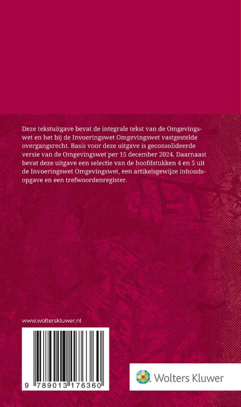 Achterkant van Tekstuitgave Omgevingswet 2025
