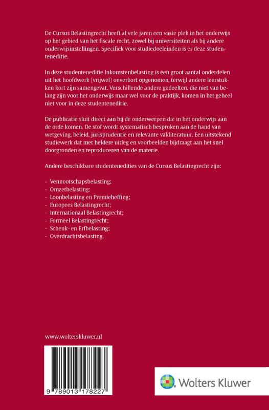 Achterkant van Studenteneditie Cursus Belastingrecht Inkomstenbelasting 2025-2026