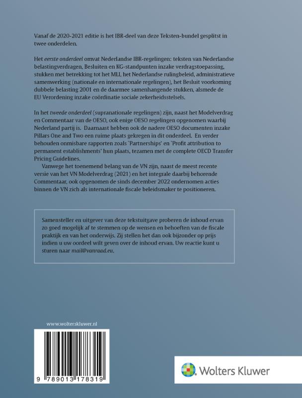 Achterkant van Teksten Internationaal belastingrecht 2025/2026