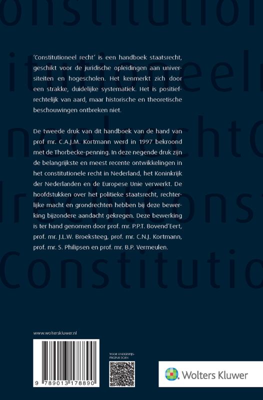 Achterkant van Constitutioneel recht, softcover editie