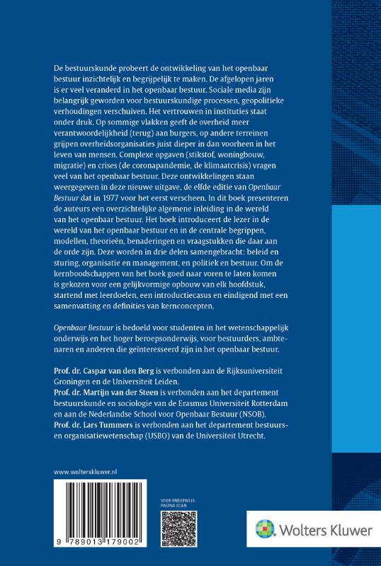 Achterkant van Openbaar Bestuur, beleid, organisatie en politiek