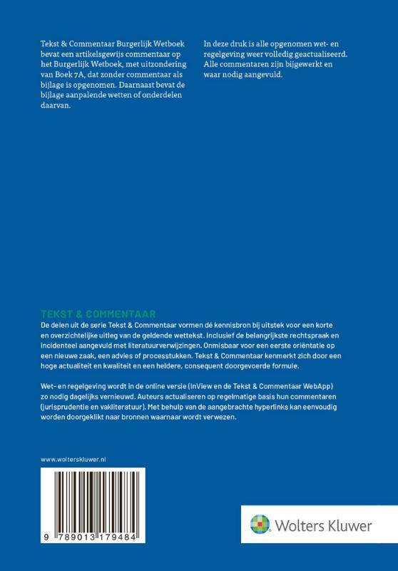 Achterkant van Burgerlijk Wetboek
