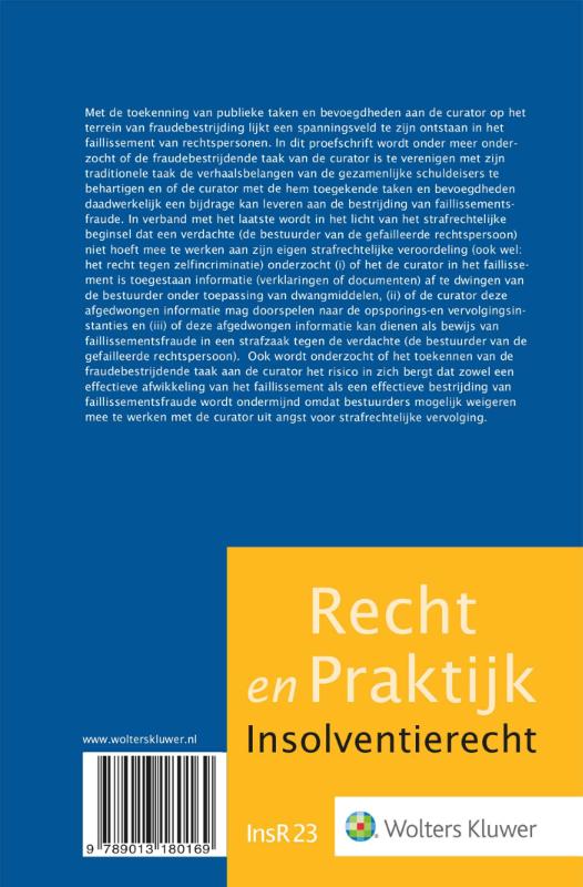Achterkant van De fraudebestrijdende faillissementscurator