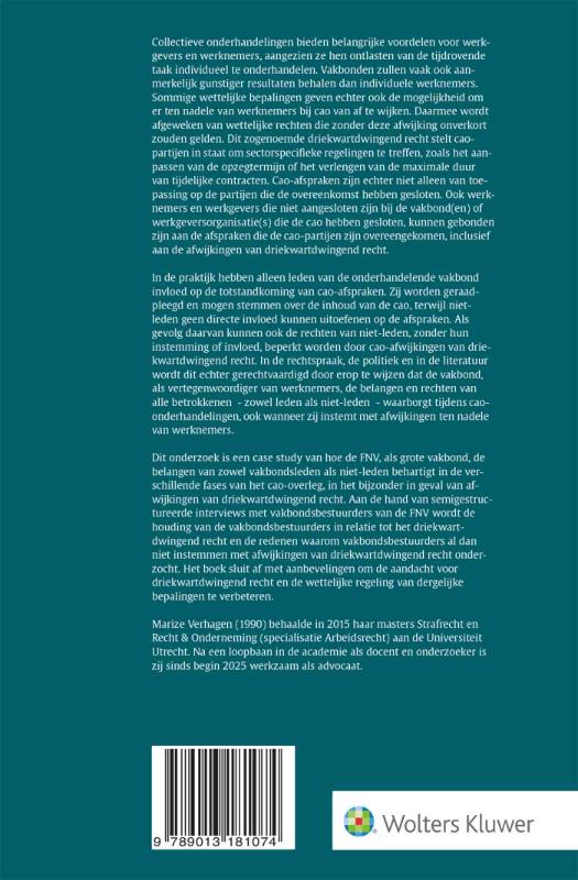 Achterkant van De vakbond en onderhandelingen over driekwartdwingend recht in cao's