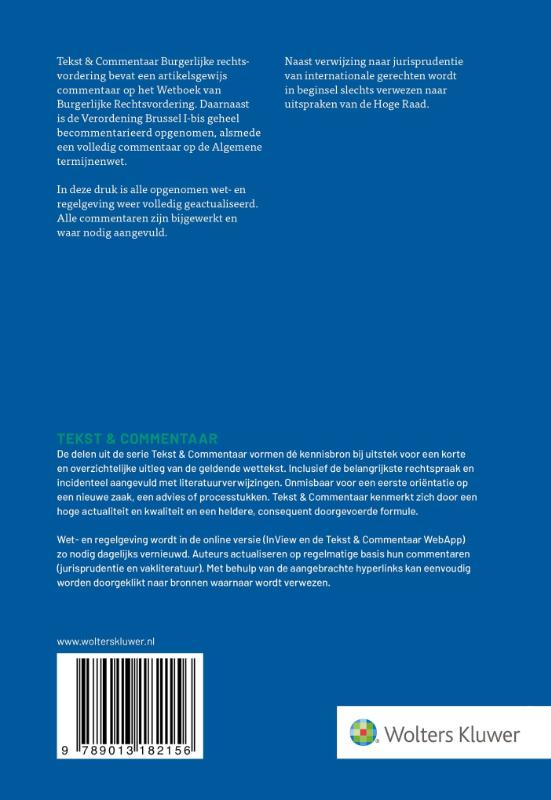 Achterkant van Tekst & Commentaar Burgerlijke rechtsvordering
