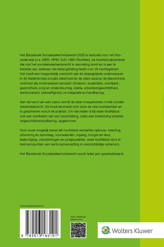 Achterkant van Basisboek Socialezekerheidsrecht 2026
