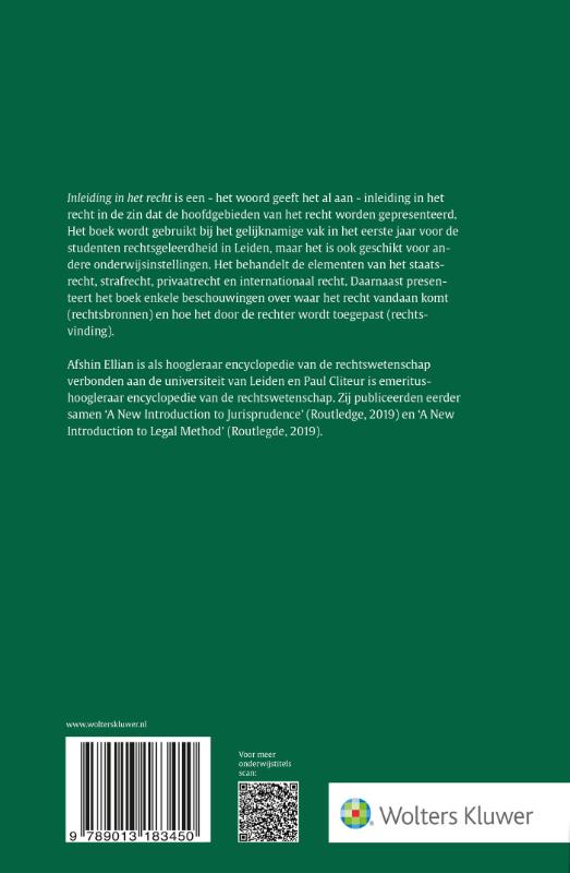 Achterkant van Inleiding Recht
