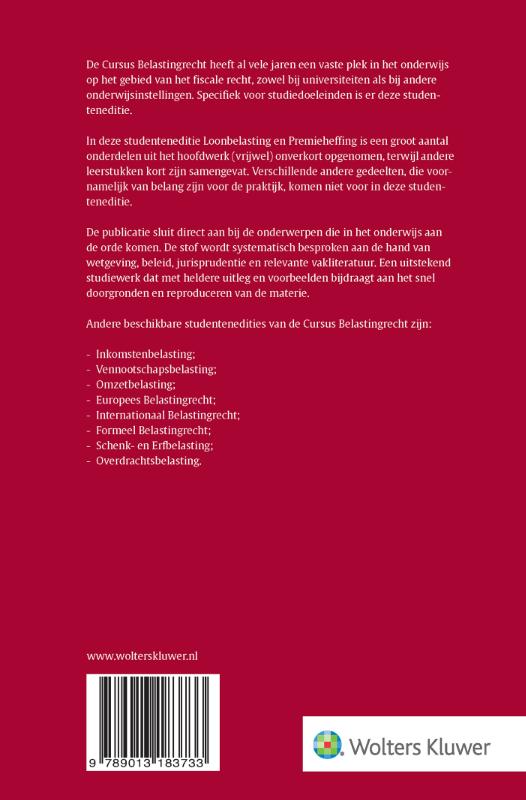 Achterkant van Cursus Belastingrecht Loonbelasting/Premieheffing 2026-2027