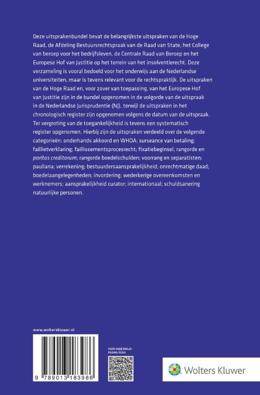 Achterkant van Uitspraken insolventierecht editie 2026