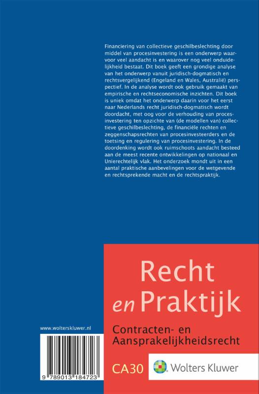 Achterkant van Financiering van collectieve geschilbeslechting dmv procesinvestering