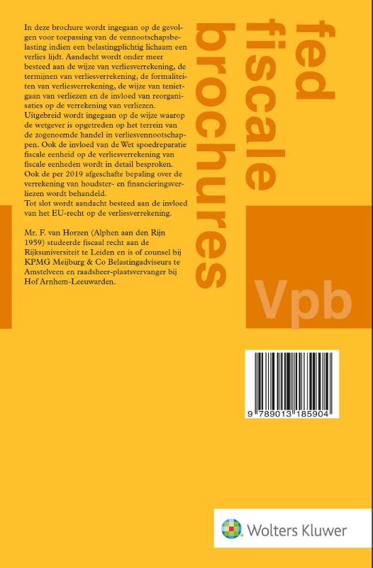 Achterkant van Verliesverrekening in de vennootschapsbelasting