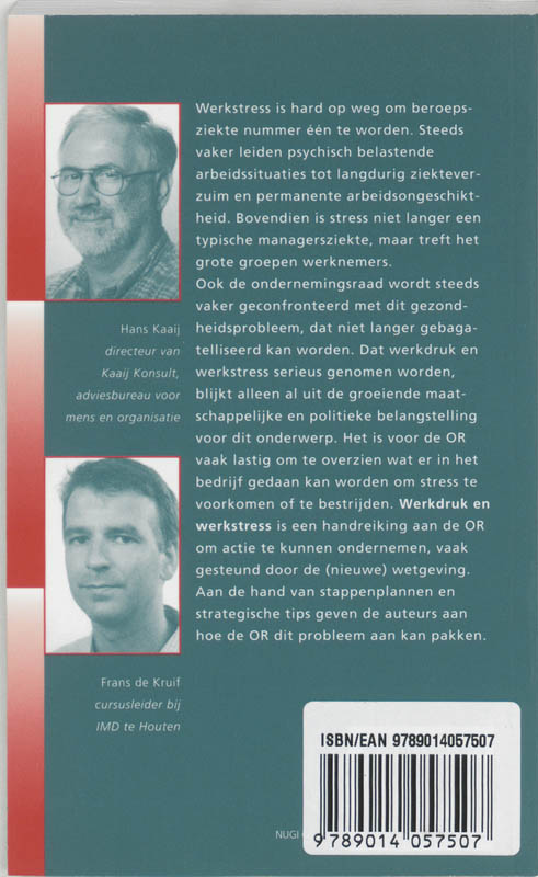 Achterkant van Werkdruk en werkstress