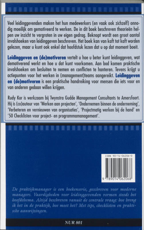 Achterkant van Leidinggeven en (de)motiveren