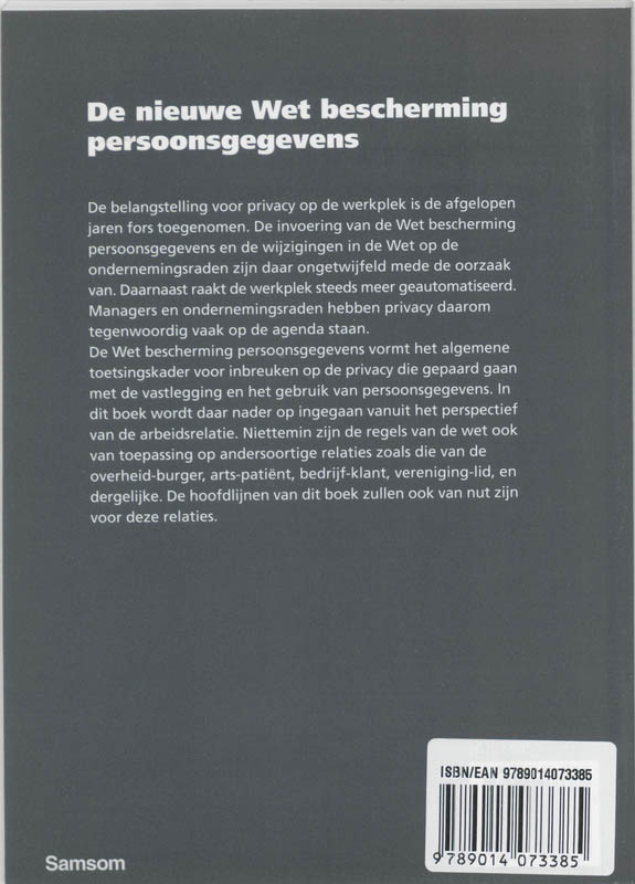 Achterkant van De nieuwe Wet bescherming persoonsgegevens