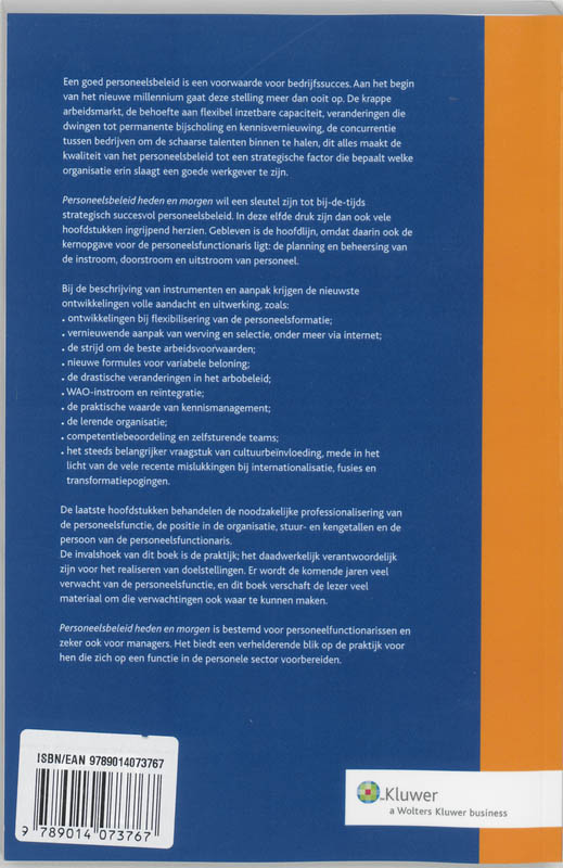 Achterkant van Personeelsbeleid heden en morgen