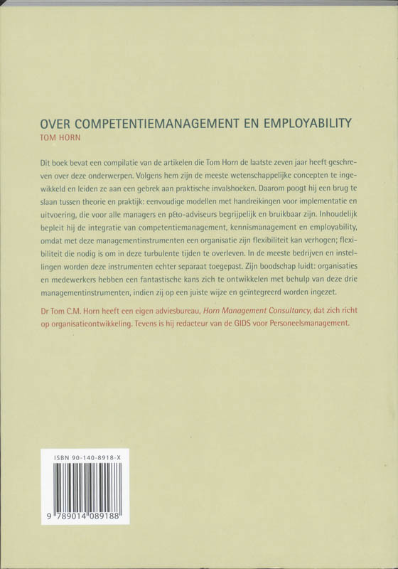 Achterkant van Over competentiemanagement en employability