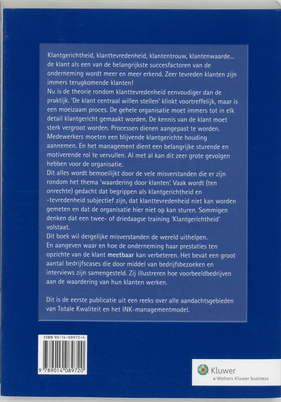 Achterkant van Waardering door klanten