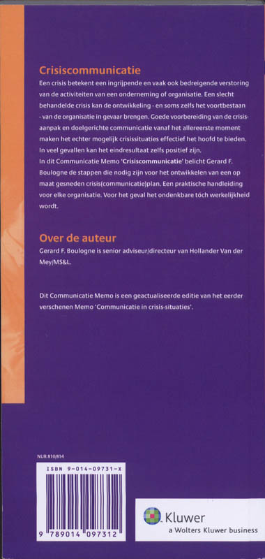 Achterkant van Crisiscommunicatie