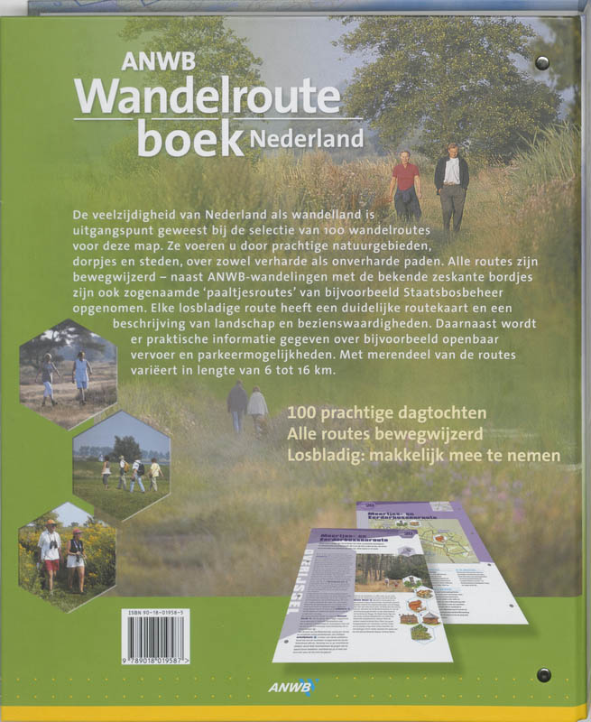 Achterkant van ANWB wandelrouteboek Nederland
