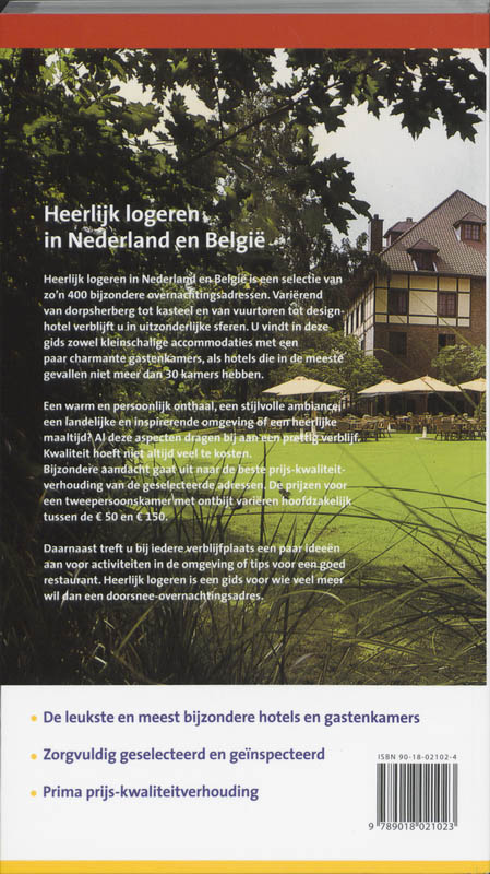 Achterkant van Heerlijk logeren in Nederland en België