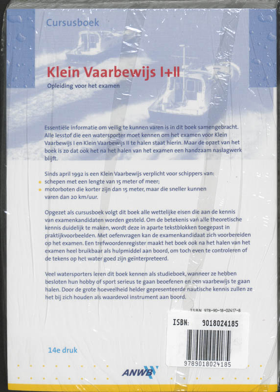 Achterkant van Cursusboek Kleinvaarbewijs I en II