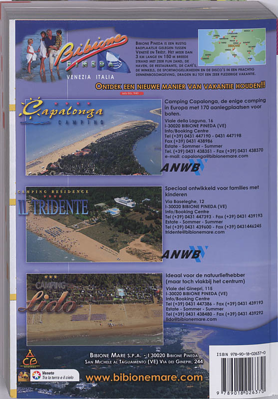 Achterkant van ANWB campinggids 2008