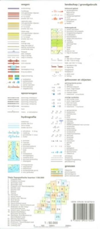 Achterkant van Topografische kaart 9 Twente 1:50.000