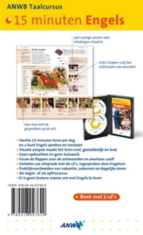 Achterkant van ANWB taalcursus 15 minuten Engels