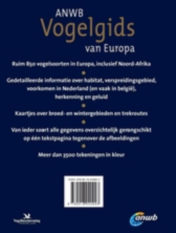 Achterkant van Vogelgids van Europa