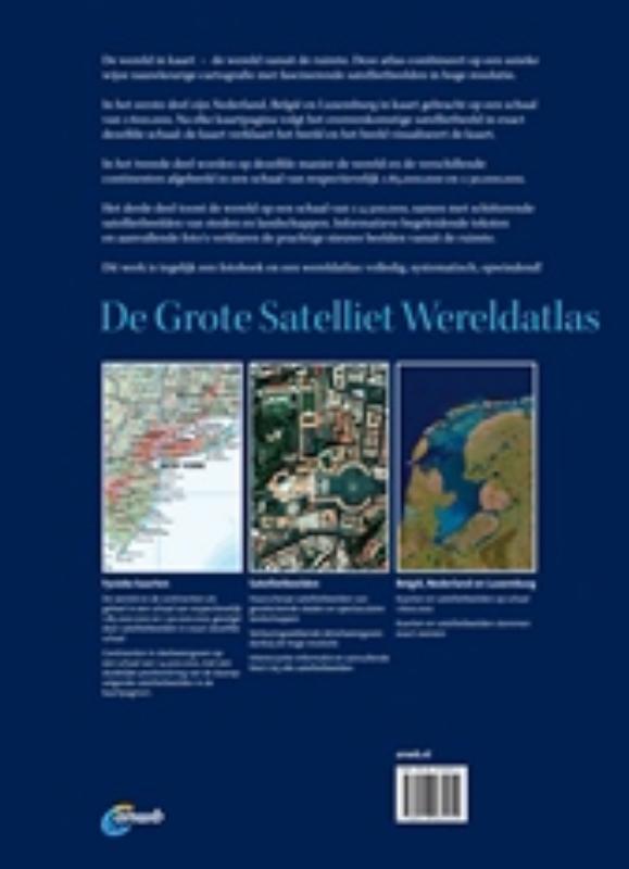 Achterkant van De grote satelliet wereldatlas