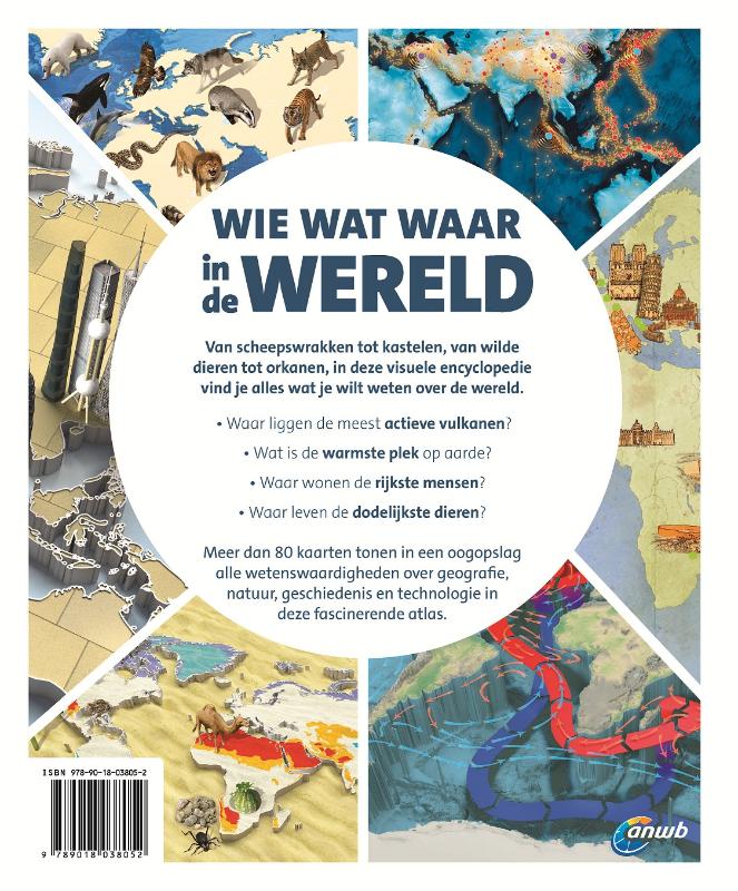 Achterkant van Wie wat waar in de wereld