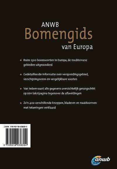 Achterkant van ANWB bomengids van Europa