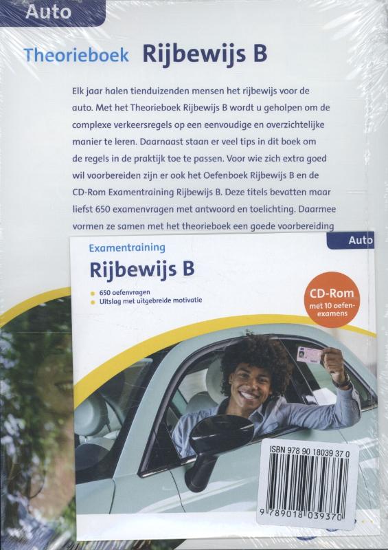 Achterkant van Theorieboek rijbewijs B - auto met oefen CD